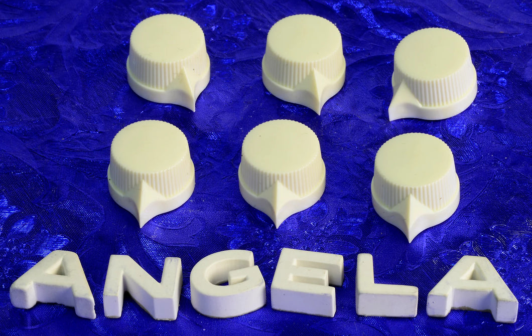 Six Small Cream Pointer Set Screw Knobs For Amps, Effects, Studio Gear, #CPK1