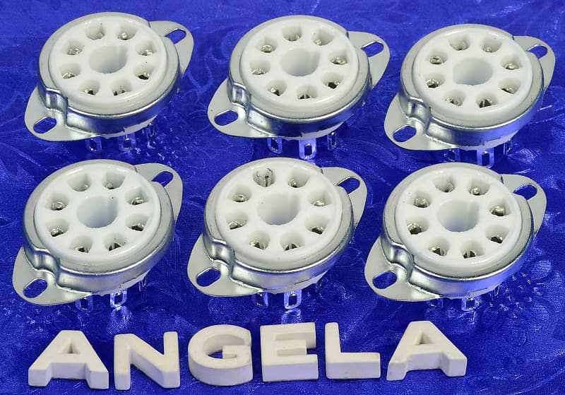 Six 8 Pin Cup Contact Ceramic Chassis Mount Tube Sockets For Guitar Amps. # 8224X6