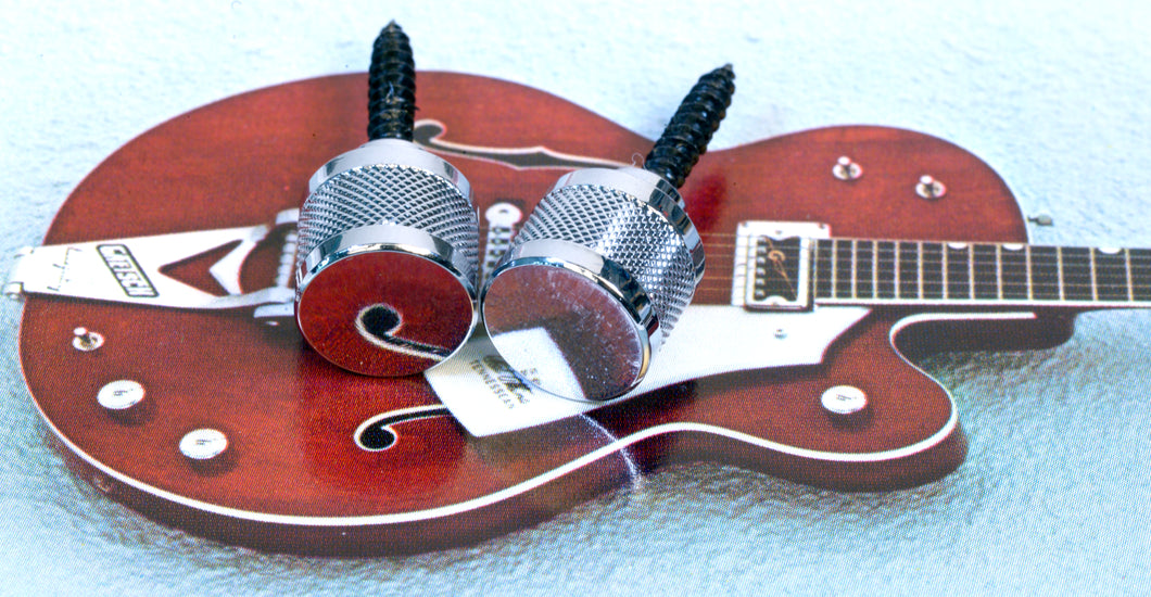 2 Chrome Strap Knobs Buttons With Hanger Bolts For Gretsch, #GGSB