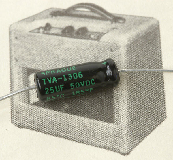 Sprague Atom TVA 1306 25uF 50VDC Tubular Axial Electroltyic Capacitor For  Vintage Guitar Amps