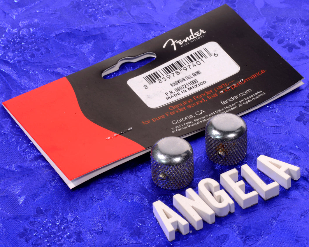 Fender Road Worn Aged Chrome Telecaster Precision Bass Dome Knobs Set Of Two, 0997211000