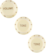 Load image into Gallery viewer, Fender Stratocaster Set Of Three Soft Touch Knobs Aged White, 0992008000

