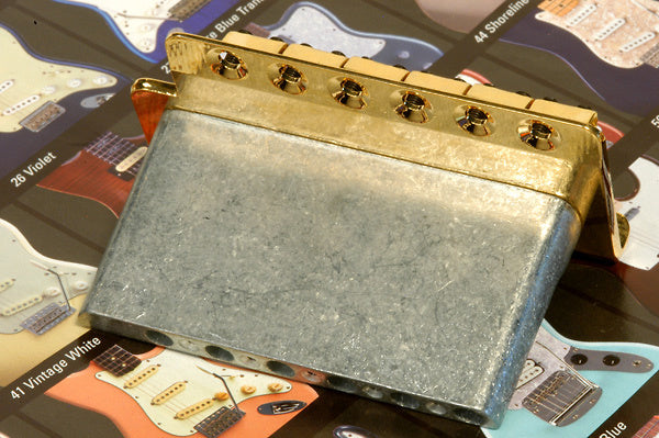 Fender Mexico Stratocaster Gold Tremolo Bridge Assembly Fender Mexico Stratocaster Gold Tremolo Bridge Assembly