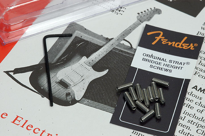 Fender Original Stratocaster Strat Bridge Height Screws x12 & Wrench, 0994928000