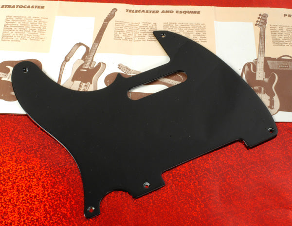 Fender Lefty '52 Tele Black 5 Hole 1 Ply Pickguard Black Phenolic Plastic, 0053821000