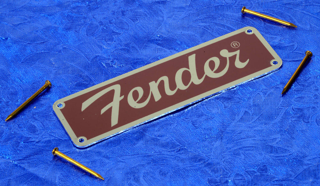 Fender Tweed Series Silver And Brown Metal Amp Nameplate Logo Badge, 0051032000