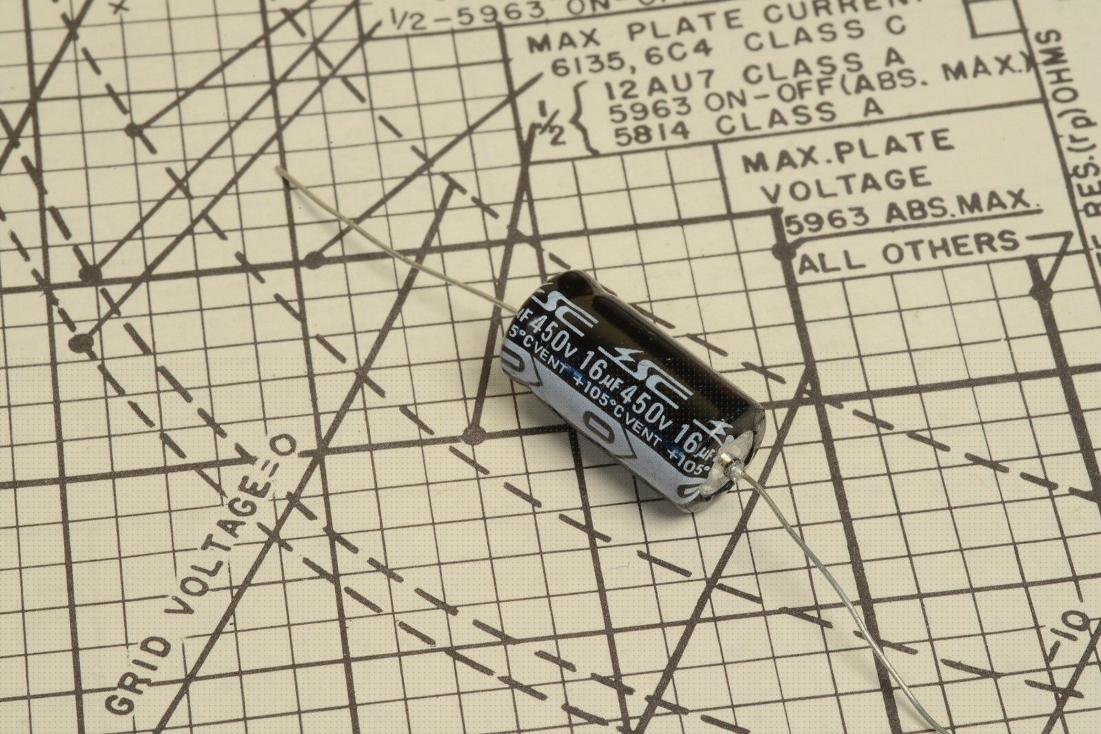 SSC 16uF 450VDC Tubular Axial Lead Polarized Electrolytic Capacitor For Tube Amps